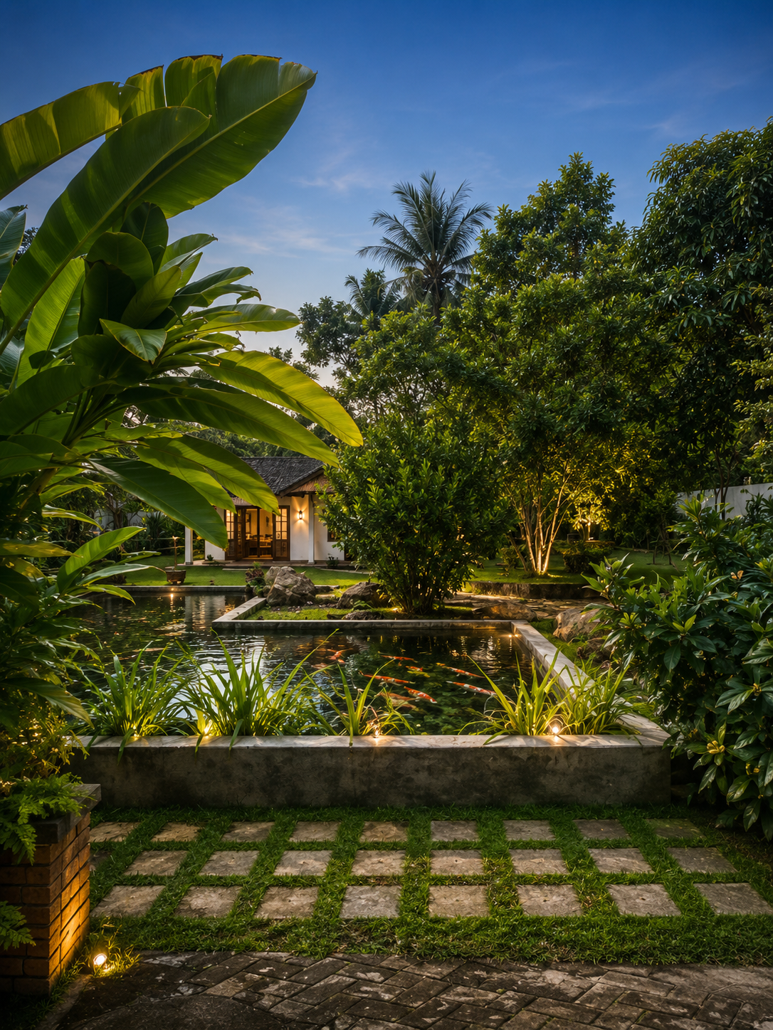 Tranquil stream water at Ceylon Koi Paradise