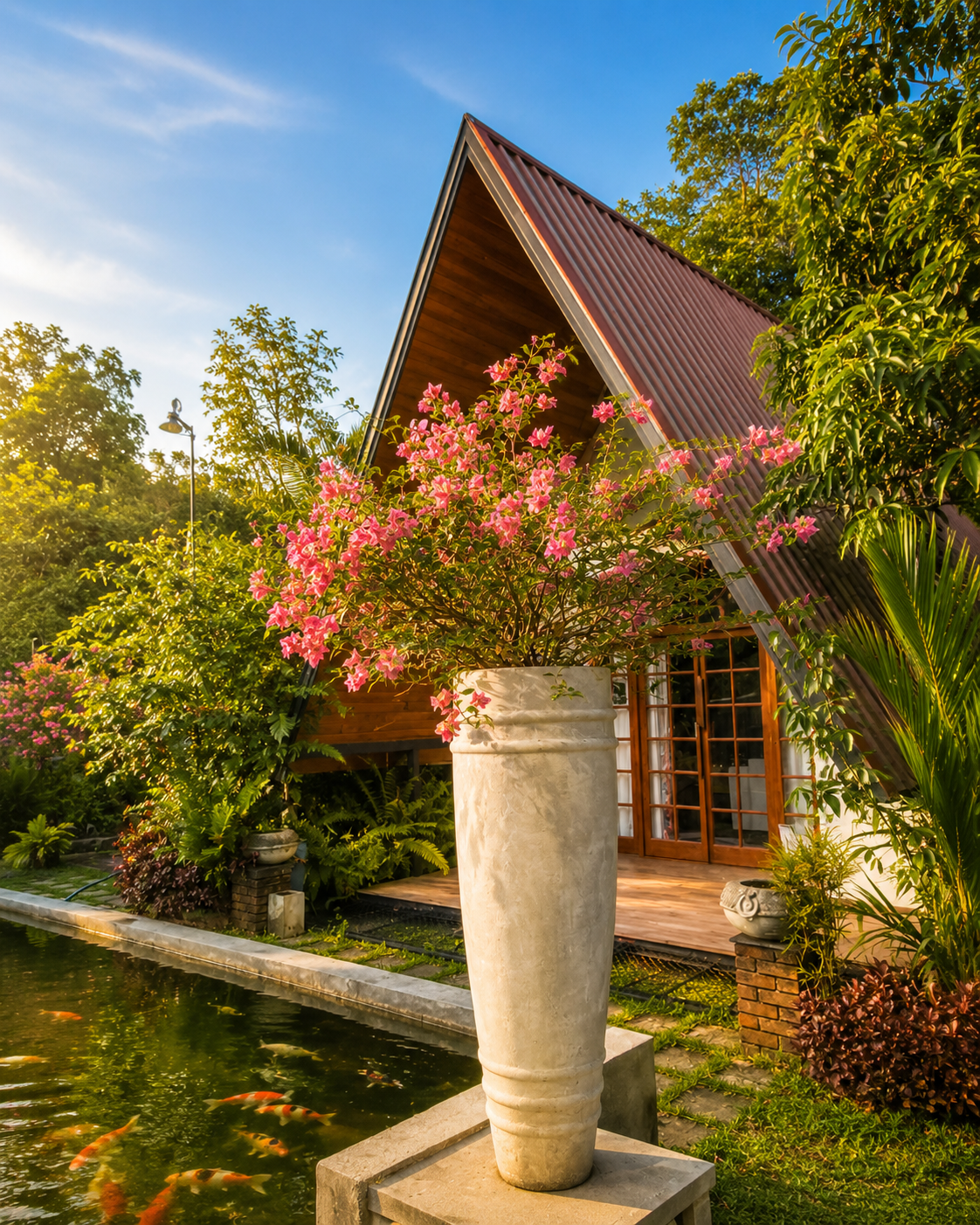 Lush pathways at Koi Paradise Resort